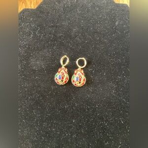 Talbots Xmas Elegant Gold and Multicolor Earrings